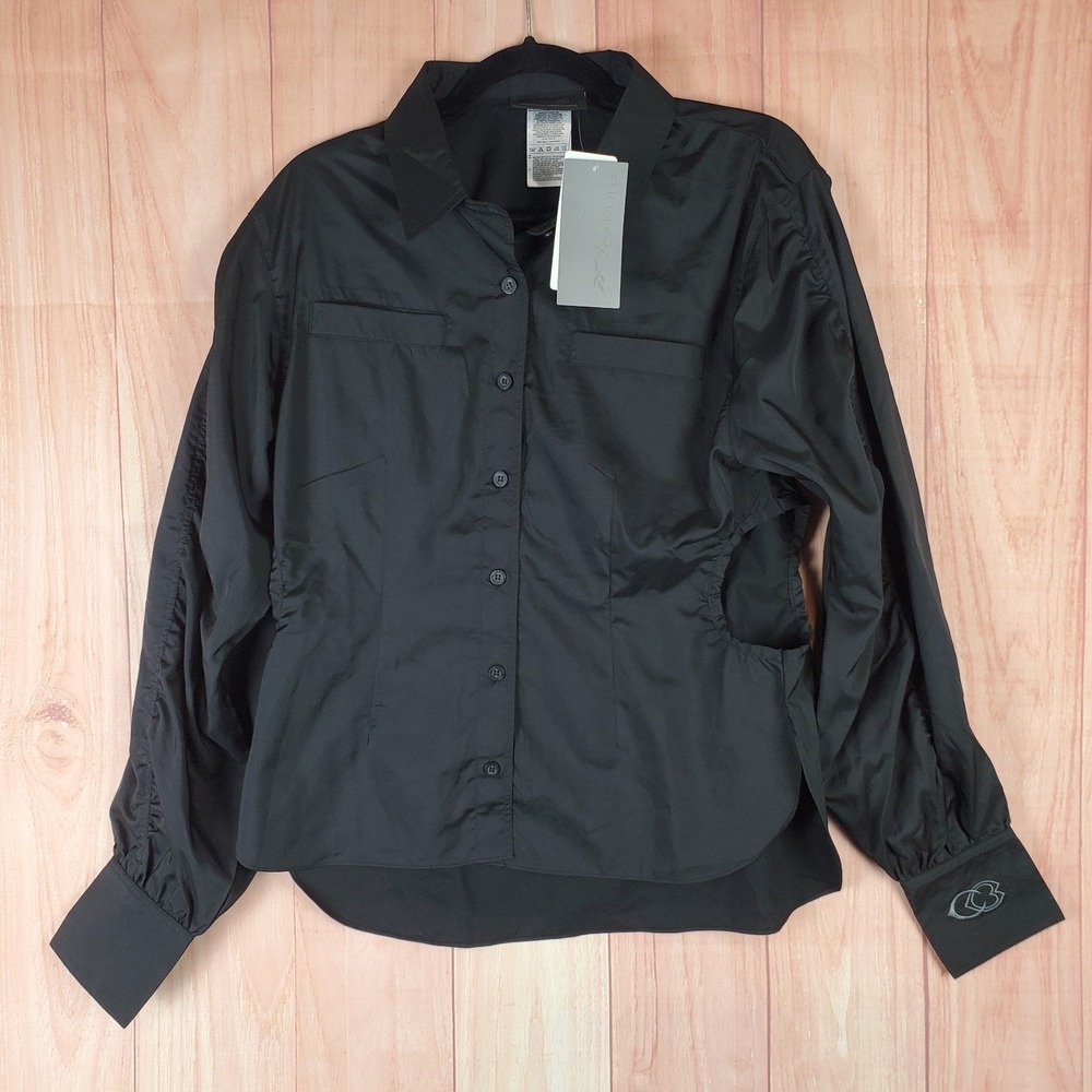 Reebok Womens Cardi B Collaboration Shirt Sz Medium Button Front Long Sleeve